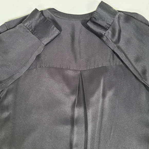 Rails Reiss Satin Popover Top Half Button Long Sleeve Crepe Slate Gray Large - Picture 9 of 14